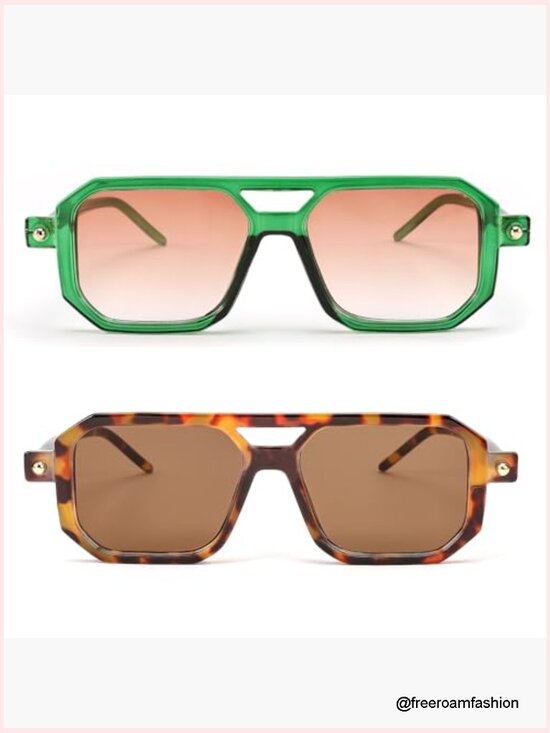 Retro Square Aviator Sunglasses UV400 Protection Plastic Frame Unisex